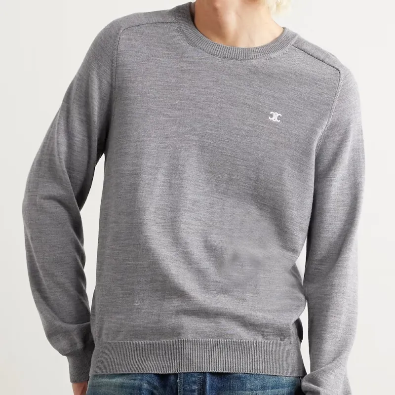 CELINE Triomphe Crew Neck Sweater In Wool-2