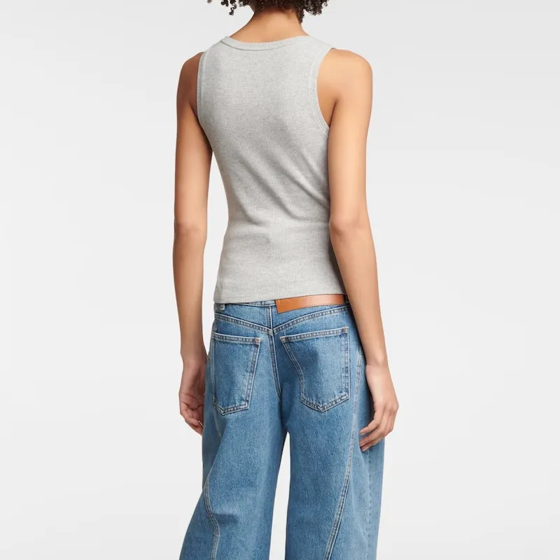 LOEWE Anagram Cotton Top Grey Melange-4