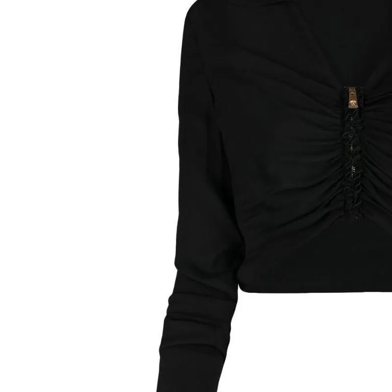 VERSACE Medusa Zipped Ruched Cropped Shirt-5