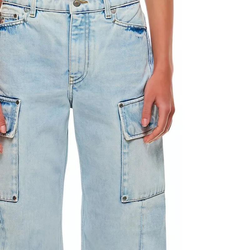 Stella McCartney Ankle Azip Wide Leg Cargo Jeans-4
