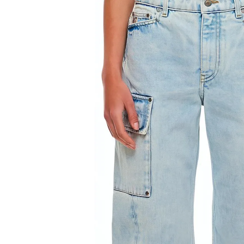 Stella McCartney Ankle Azip Wide Leg Cargo Jeans-3