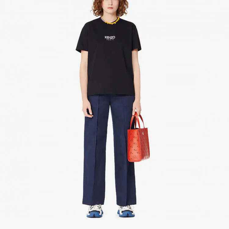 KENZO Letter Logo T Shirts Women's Black-3