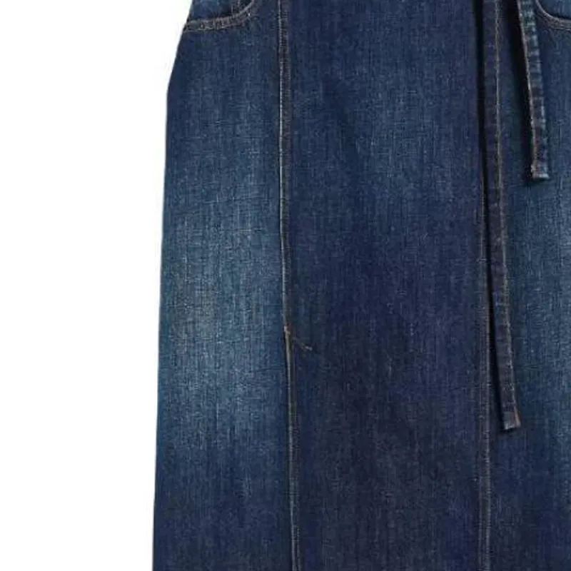 SportMa Denim Long Skirts Women's Dark Blue-3