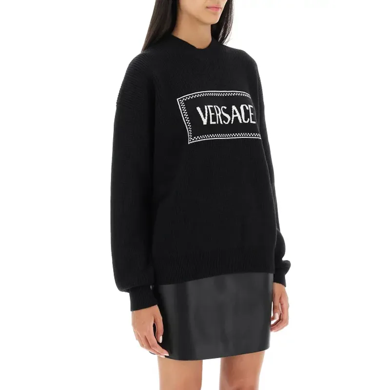 VERSACE Logo Embroidered Crewneck Swearter-2