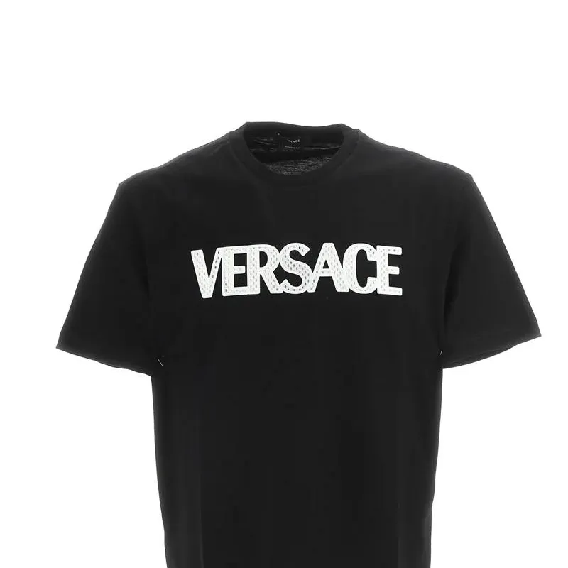 VERSACE Mesh Logo Appliqué T shirt-5