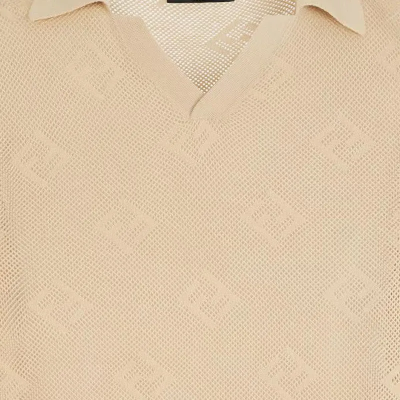FENDI Short Sleeved V Neck Polo Shirt-3