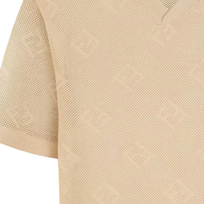 FENDI Short Sleeved V Neck Polo Shirt-4