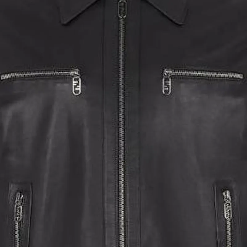 FENDI Leather Jackets Men Black-2