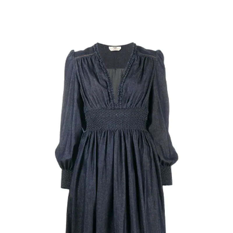 FENDI FW21 Long-Sleeved Dresses Women's Dark Blue-1