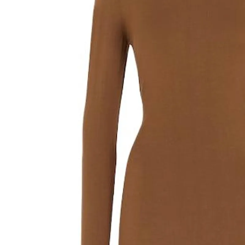 FENDI Brown Wool Dress Long Sleeved Dresses Women's Brown-4