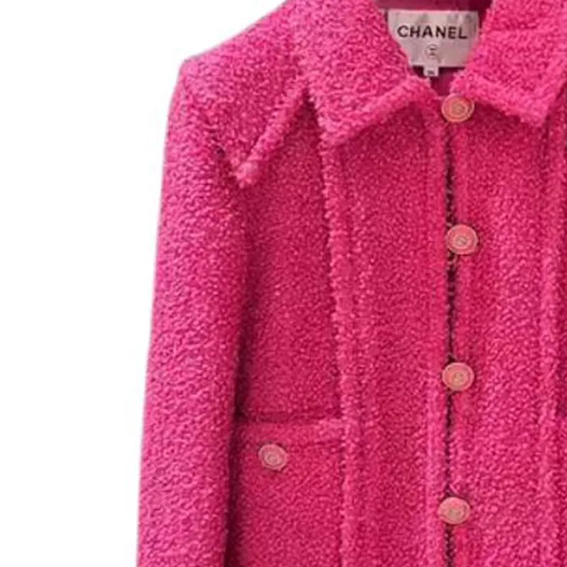 CHANEL Velvet-feel Coat Women's Pink-4