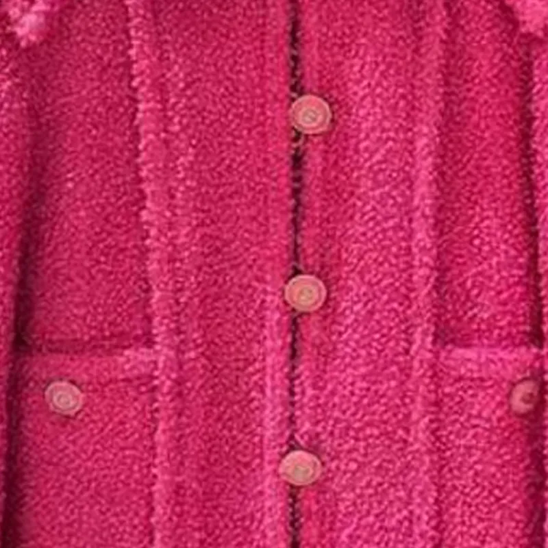 CHANEL Velvet-feel Coat Women's Pink-3