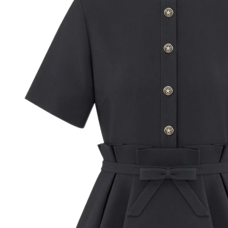 DIOR Short Sleeved Dress Women's Black-3