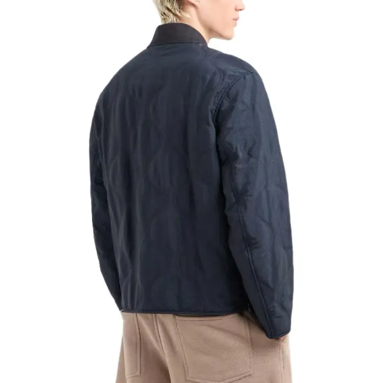 EMPORIO ARMANI Two tone Wave Motif Quilted Nylon Blouson-3