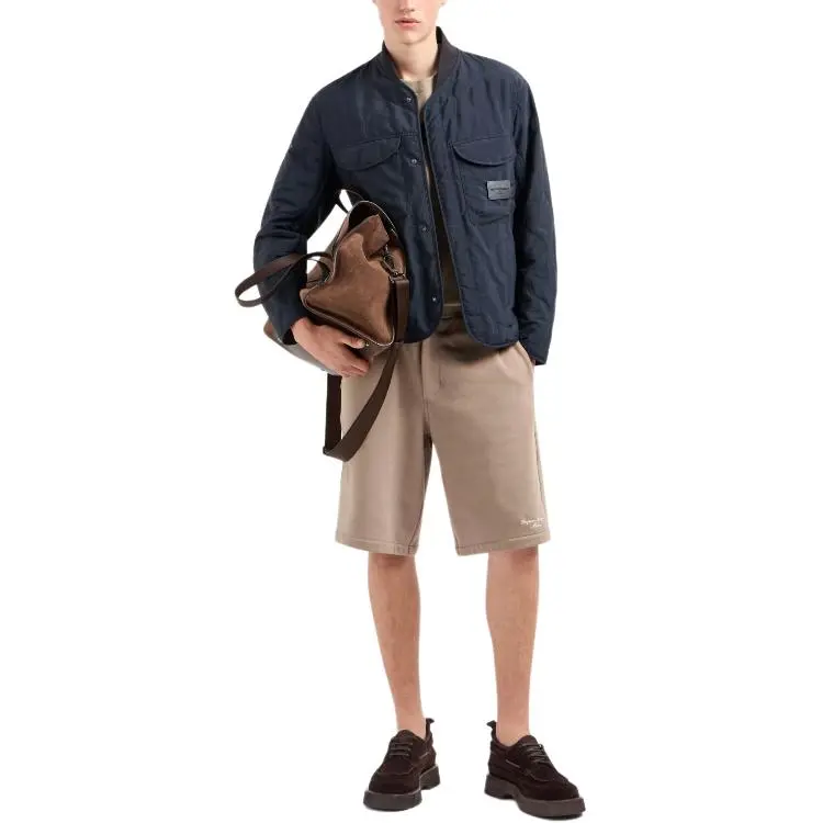 EMPORIO ARMANI Two tone Wave Motif Quilted Nylon Blouson-2