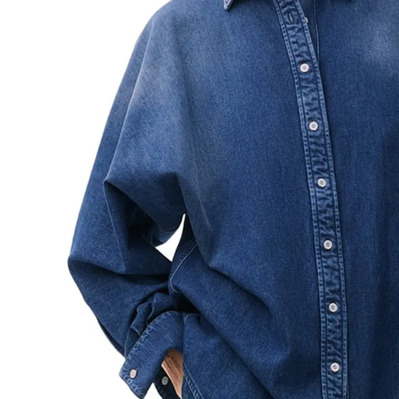 LOEWE Draped Shirt 'Washed Denim'-4