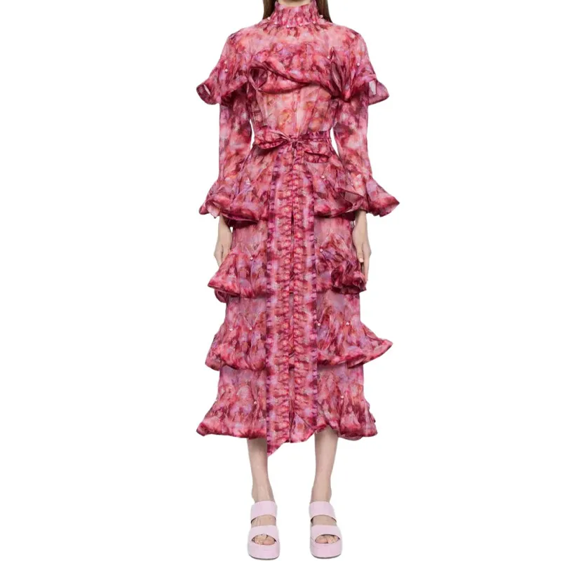 Zimmermann SS24 Long-Sleeved Dresses Women's Bubble Gum Pink-1