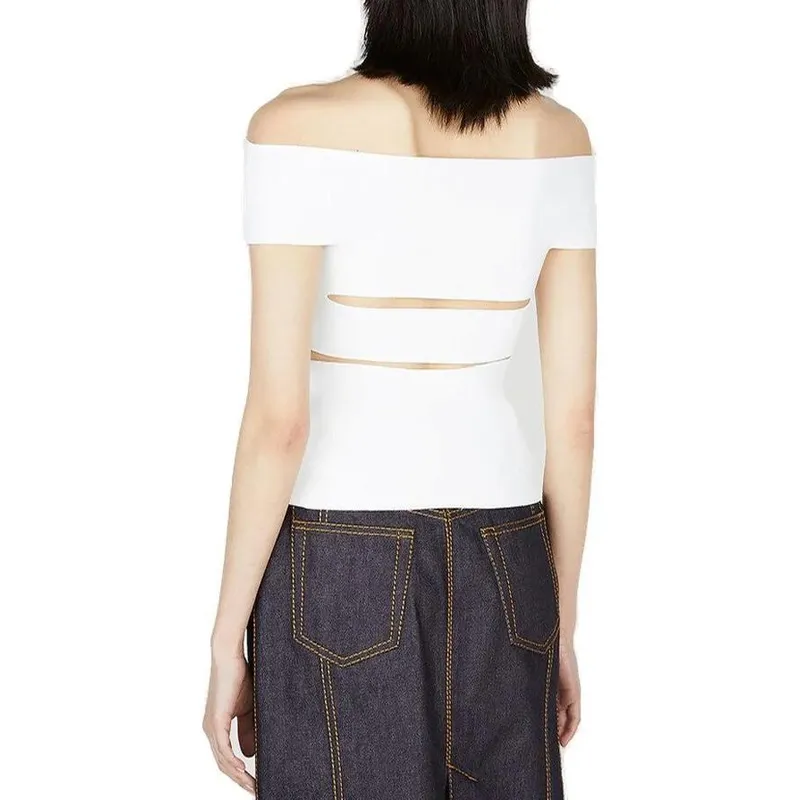 Alexander McQueen Cut Out Off Shoulder Stretch Top-1