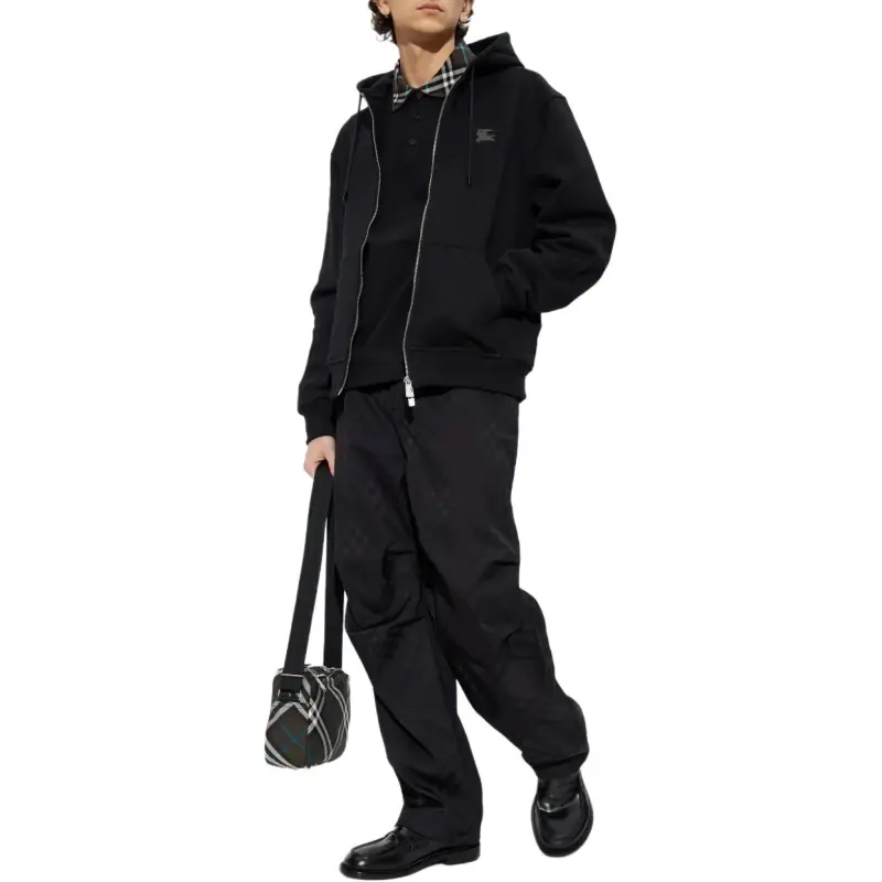 Burberry Ekd Motif Zip Up Drawstring Hoodie-1