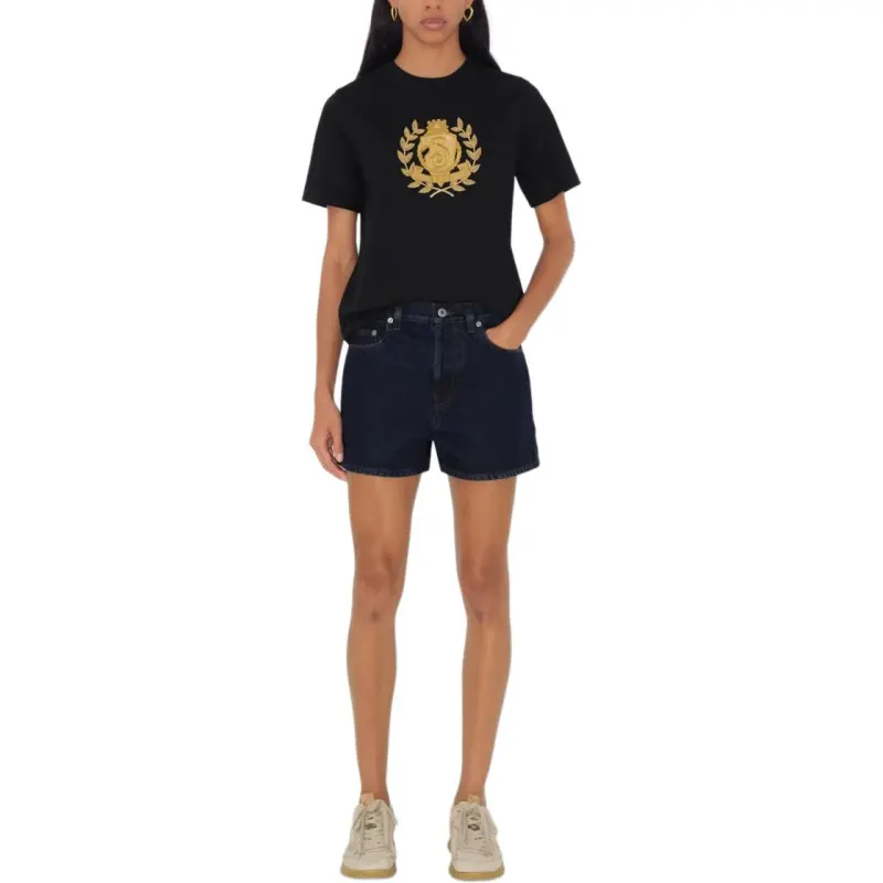 Burberry B Crest Embroidered Crewneck T Shirt-1