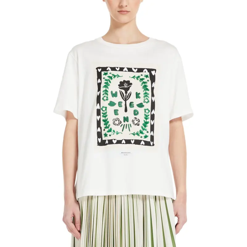 WEEKEND MaxMara Drop Shoulder Sleeve T Shirt Women's White-1