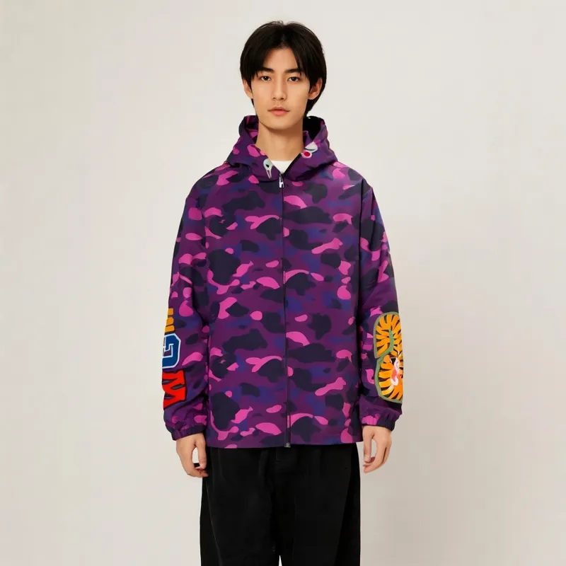 Bape Color Camo Wgm Shark Hoodie Jacket-3