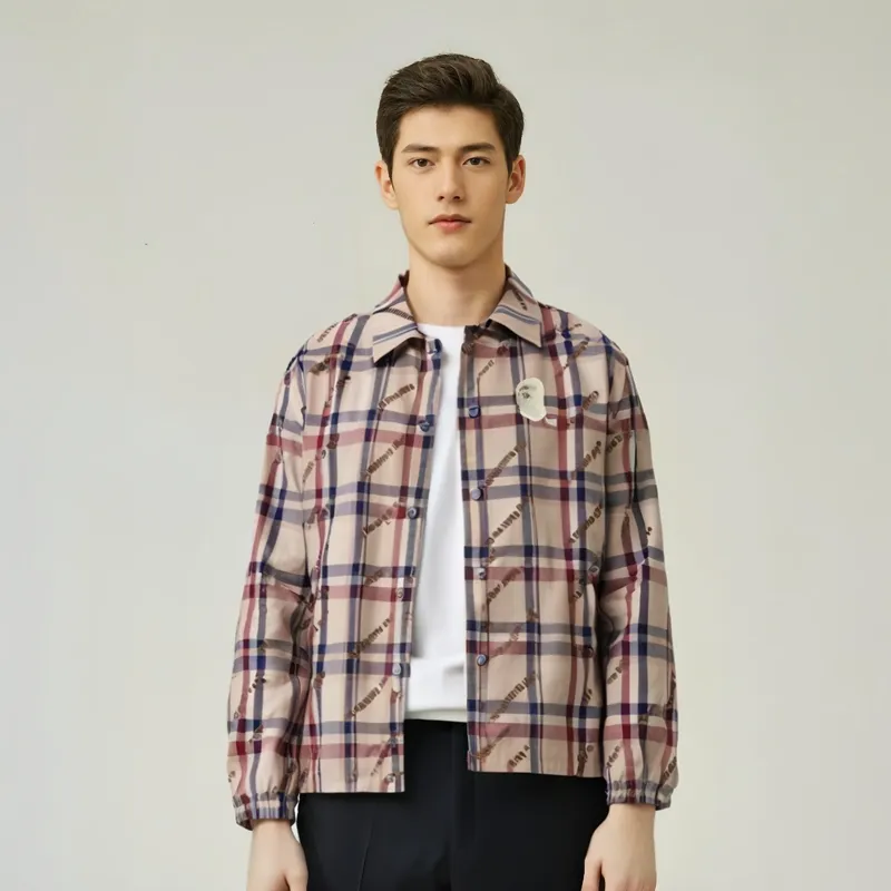 A BATHING APE A BATHING APE Logo Check Pattern Coach Jacket-1
