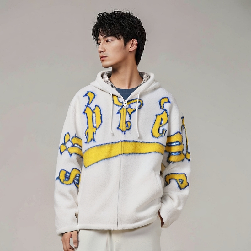 Supreme Accent Brushed Zip Up Hooded Sweater - POIZON