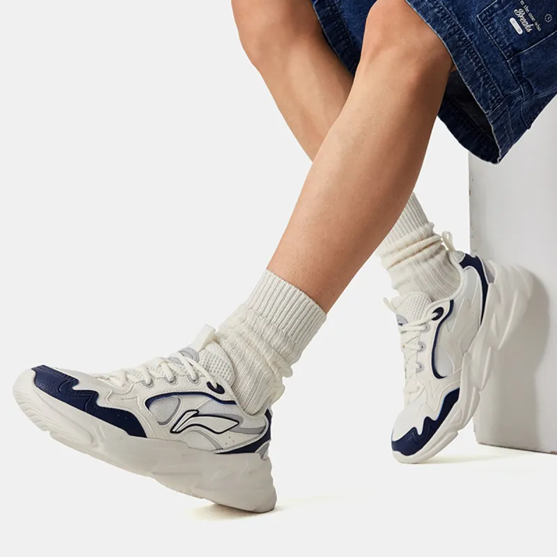 LiNing Clouds Cushioning Anti Slip And Wear Resistant Support Low Top Chunky Sneakers Men's White Blue-8