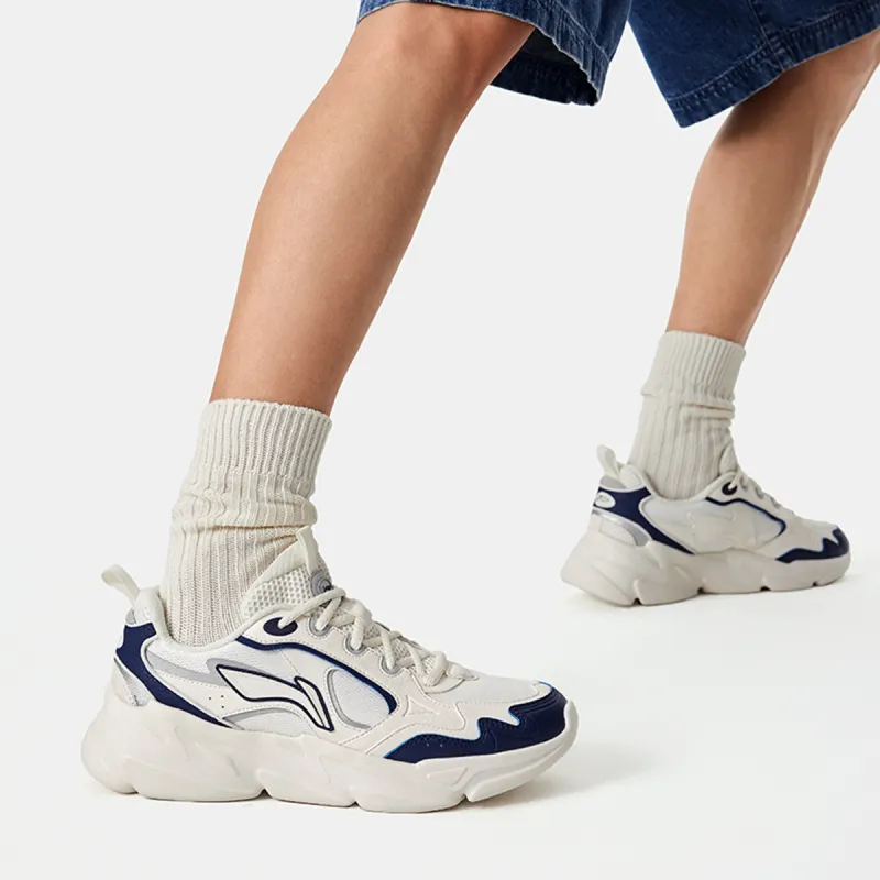 LiNing Clouds Cushioning Anti Slip And Wear Resistant Support Low Top Chunky Sneakers Men's White Blue-7