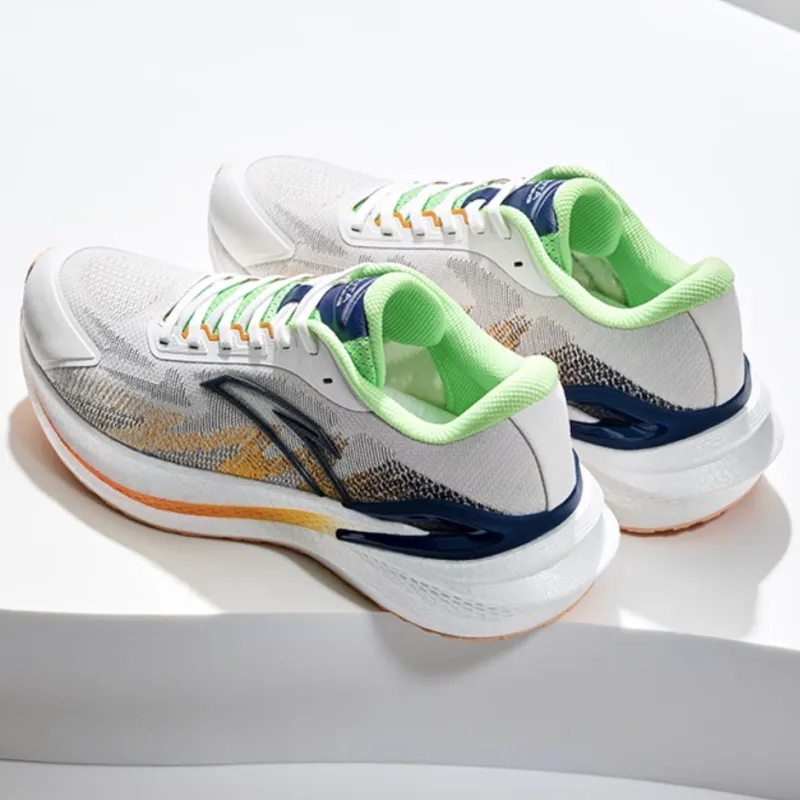 Anta Cushioning Wear-Resistant Low-Top Casual Running Shoes Men's White Green Orange-3