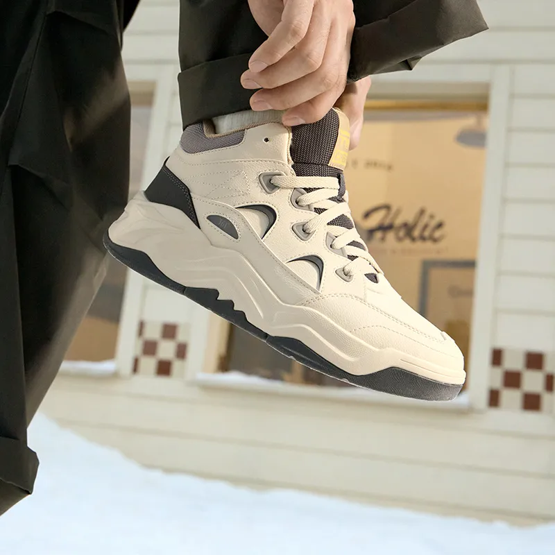 361° Type burn 4 Warm Slip Resistant High Top Skateboard Shoes Men's Beige Gray-3