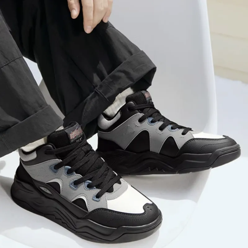 361° Type burn 4 Warm Anti Slip And Wear Resistant High Top Skateboard Shoes Men's Black Gray-3