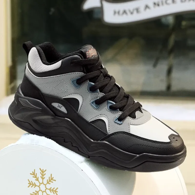 361° Type burn 4 Warm Anti Slip And Wear Resistant High Top Skateboard Shoes Men's Black Gray-2