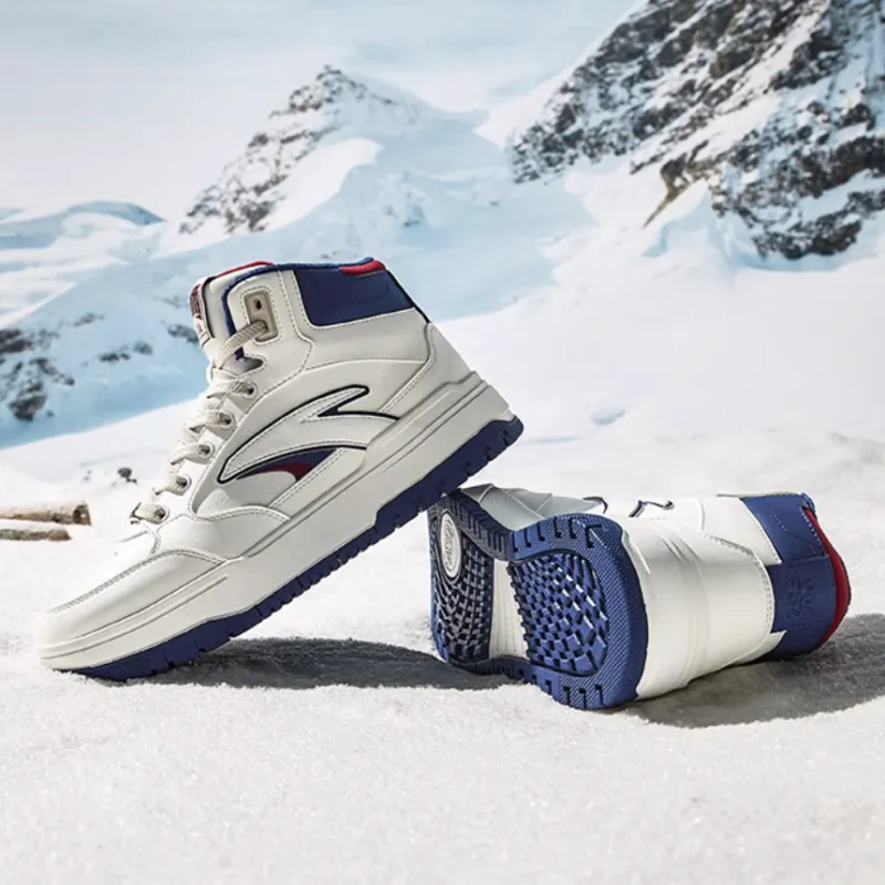 Anta 982 Warm Anti Slip And Wear Resistant High Top Skateboard Shoes Men's White Blue Red-2