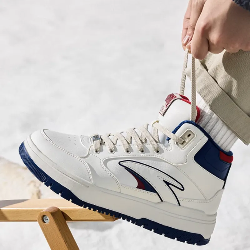 Anta 982 Warm Anti Slip And Wear Resistant High Top Skateboard Shoes Men's White Blue Red-7