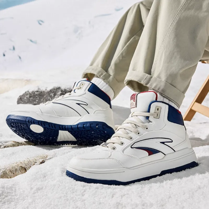 Anta 982 Warm Anti Slip And Wear Resistant High Top Skateboard Shoes Men's White Blue Red-5