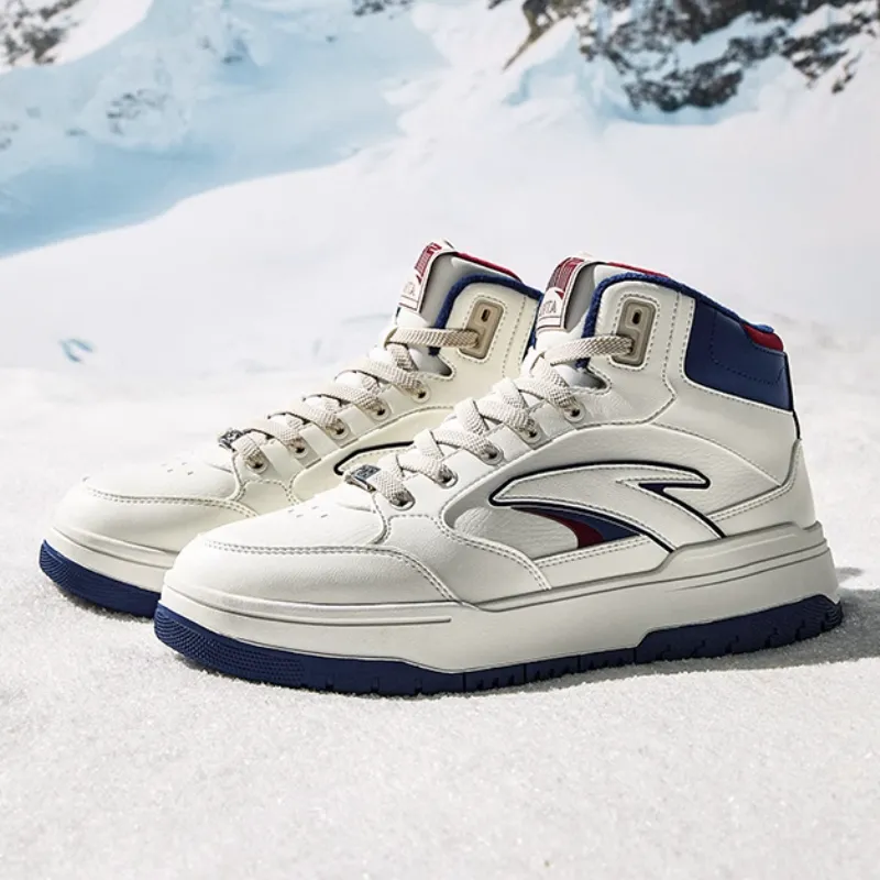Anta 982 Warm Anti Slip And Wear Resistant High Top Skateboard Shoes Men's White Blue Red-1