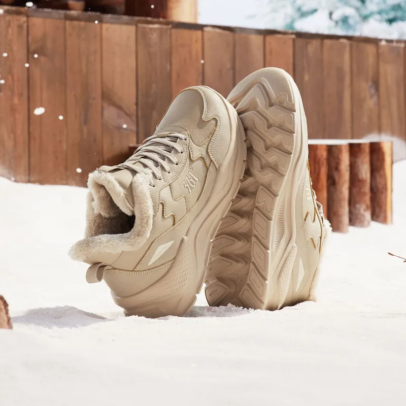 361° Warm Wear Resistant Slip Resistant Water Resistant Mid Top Casual Shoes Women's Wheat Brown-1