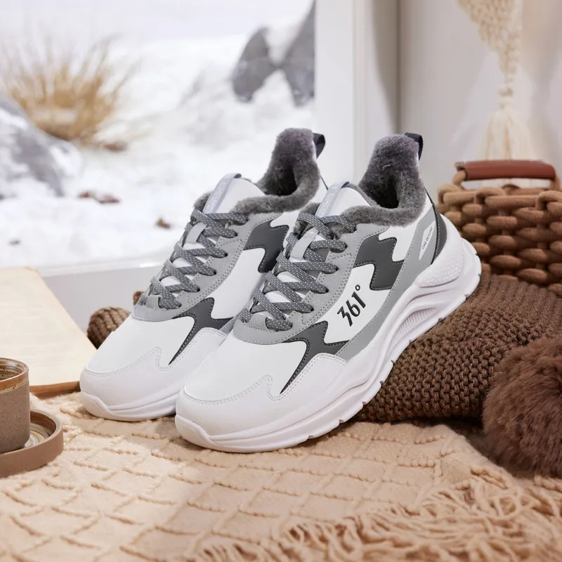 361° Durable Warm Low-Top Casual Shoes Men's Gray White-4