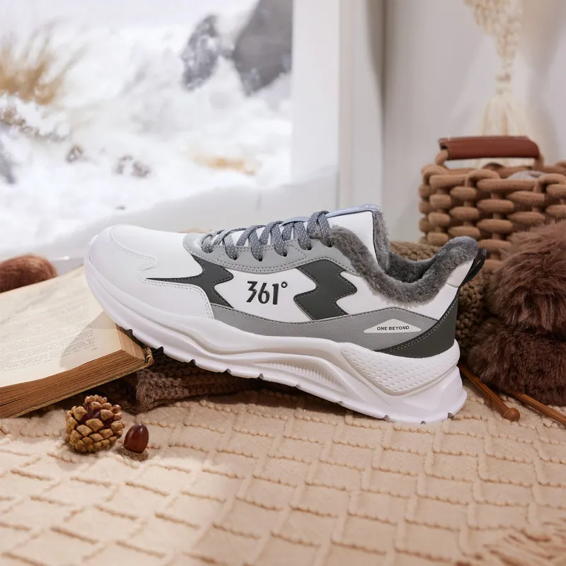 361° Durable Warm Low-Top Casual Shoes Men's Gray White-5