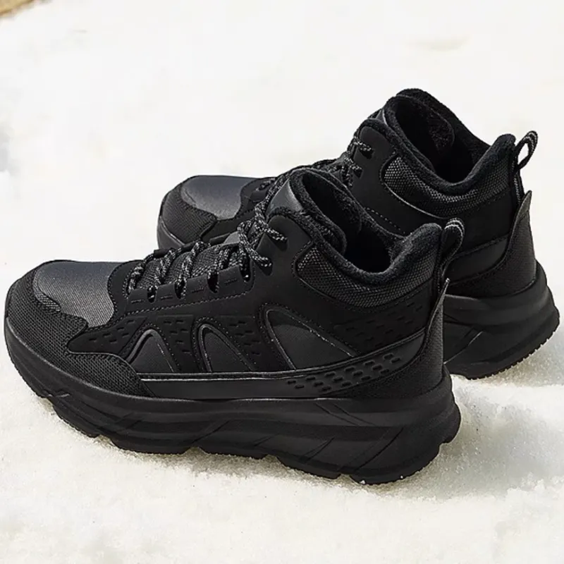 QIAODAN Slip Resistant Thermal Cushioning Mid Top Sprint Running Shoes Women's Black Gray-2