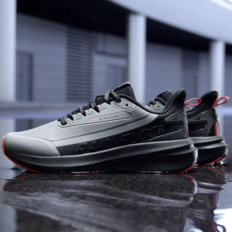 361° Rainy Day 7.0 Cushioning Anti Slip And Wear Resistant Low Top Casual Running Shoes Men's Gray Black-4
