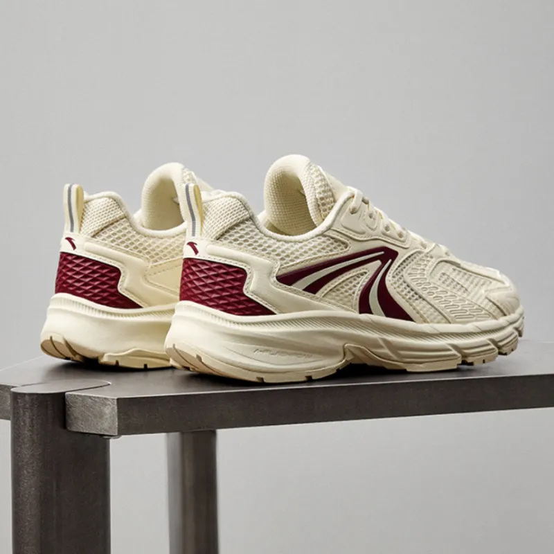 Anta Cushioning, Slip Resistant, And Abrasion Resistant Low Top Casual Running Shoes Unisex Beige Red-1