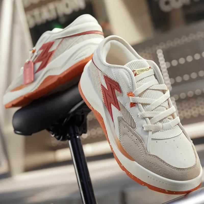361° Wear-Resistant Slip-Resistant Coverage Low-Top Skateboard Shoes Men's White Red-3