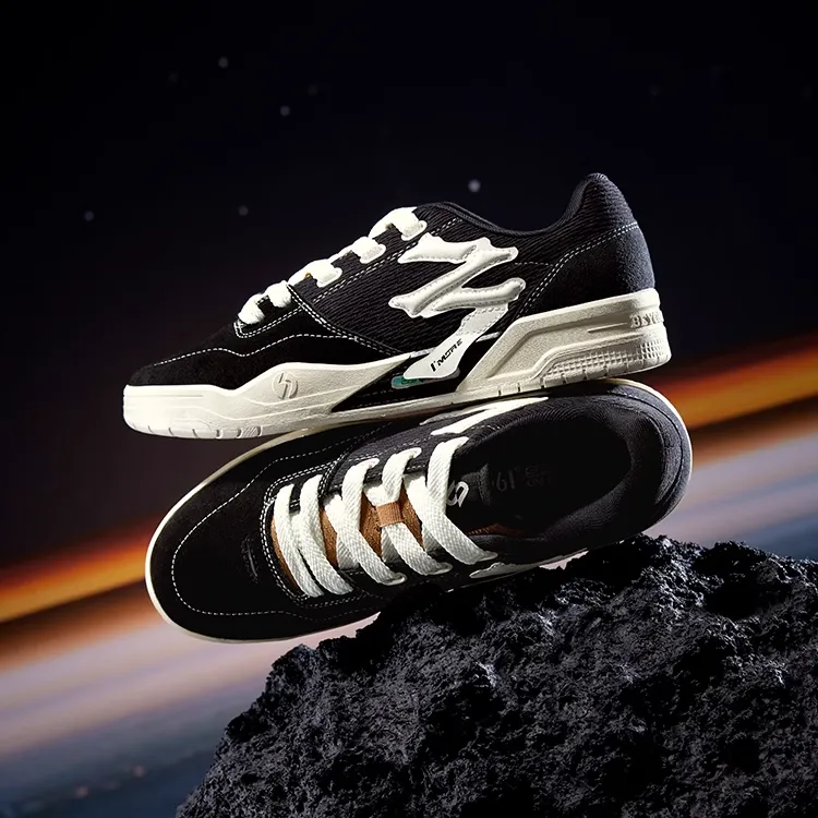 361° Abrasion Resistant Slip Resistant Coverage Low Top Skateboard Shoes Men's Black White-4