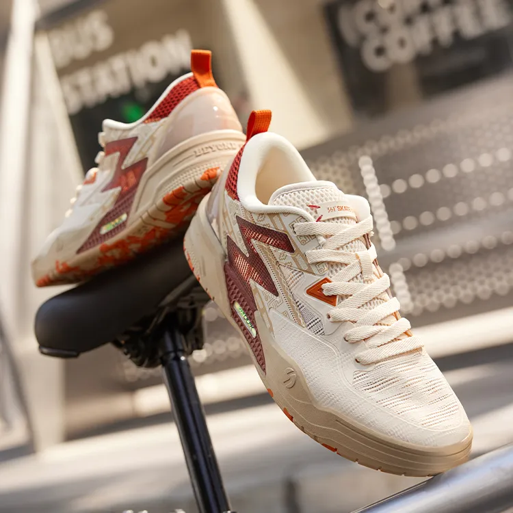 361° Wear Resistant Slip Resistant Coverage Low Top Skateboard Shoes Men's White Red-2