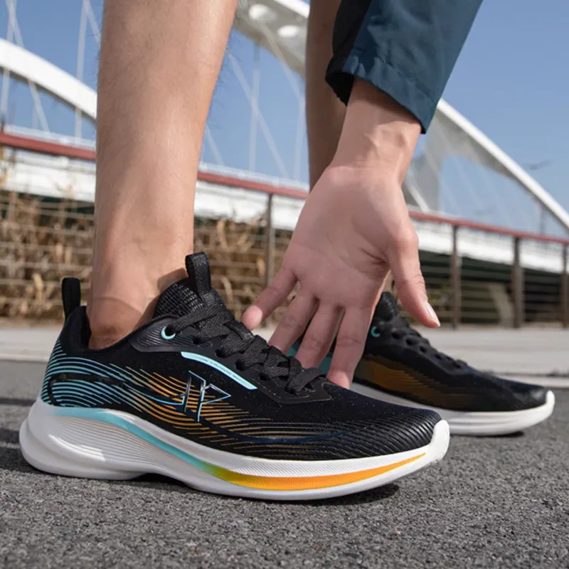 XTEP Cushioning, Slip Resistant, And Abrasion Resistant Low Top Casual Running Shoes Men's Black Orange Blue-2