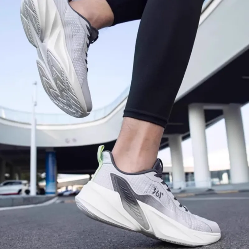 361° Cushioning Anti Slip And Wear Resistant Low Top Casual Training Running Shoes Men's White Black-3