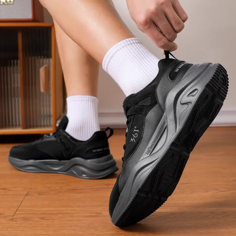 361° Lightweight Anti-Slip And Wear-Resistant Low-Top Casual Shoes Men's Black Gray-2